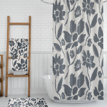 Elegante Dark Blue Floral Cream Leinwand