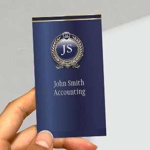 Elegante Dark Blue & Gold Accountant Business Card Visitenkarte