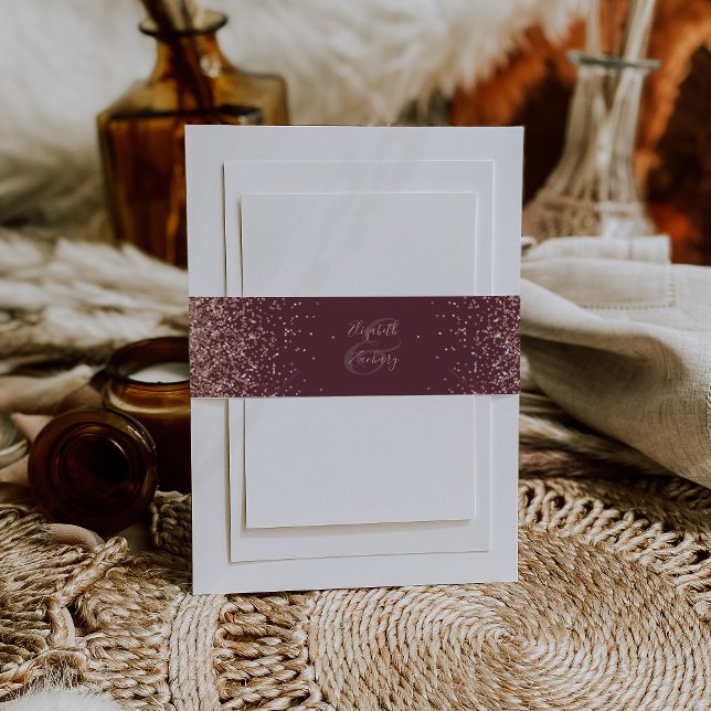 Elegante Dark Burgundy Rose Gold Wedding Einladungsbanderole (Von Creator hochgeladen)