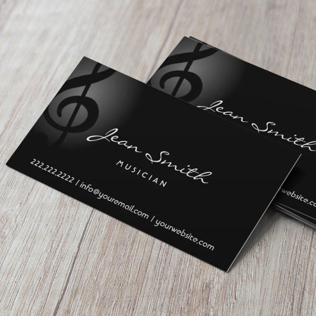 Elegante Dark Clef Musician Business Card Visitenkarte (Von Creator hochgeladen)