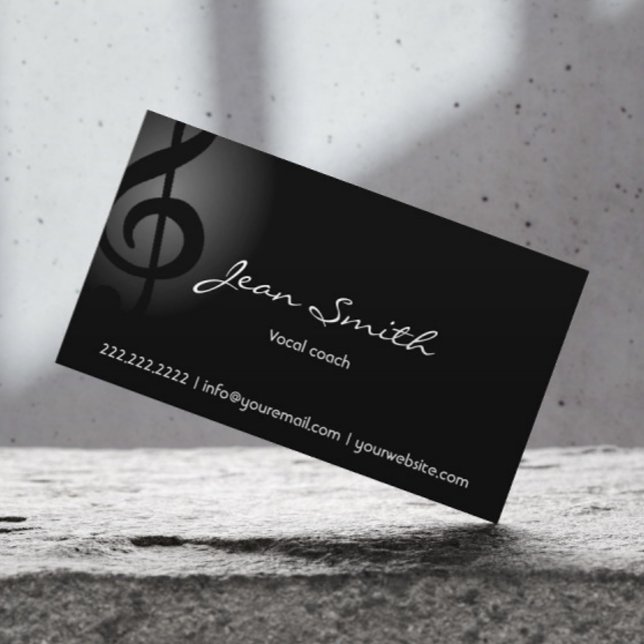 Elegante Dark Clef Vocal Coach Business Card Visitenkarte (Von Creator hochgeladen)