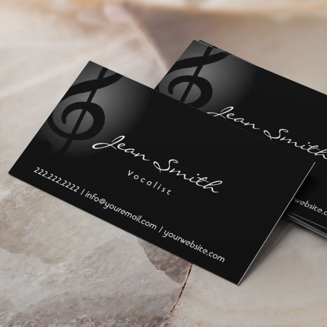 Elegante Dark Clef Vocalist Business Card Visitenkarte (Von Creator hochgeladen)