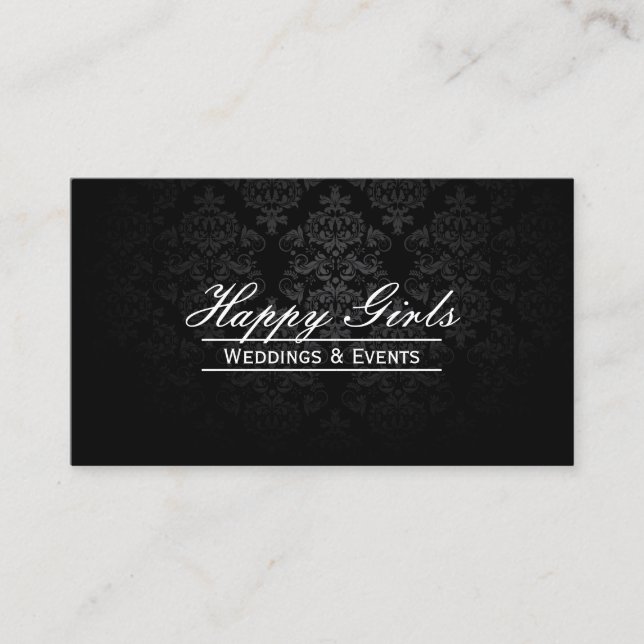 Elegante Dark Damask Hochzeitsplaner-Visitenkarten Visitenkarte (Vorderseite)