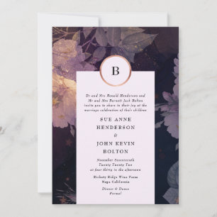 Elegante Dark Floral Boho Fantasy Rose Gold Einladung
