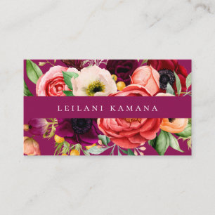 Elegante Dark Floral Business Card Visitenkarte