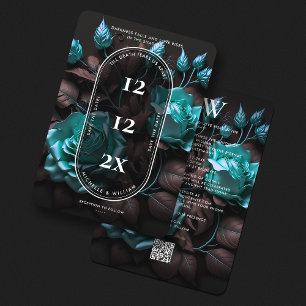 Elegante Dark Gothic Wedding Blue Rose Moderne Save The Date