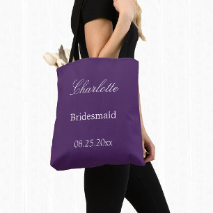 Elegante Dark Lila Bridesmaid Tote Bag Tasche