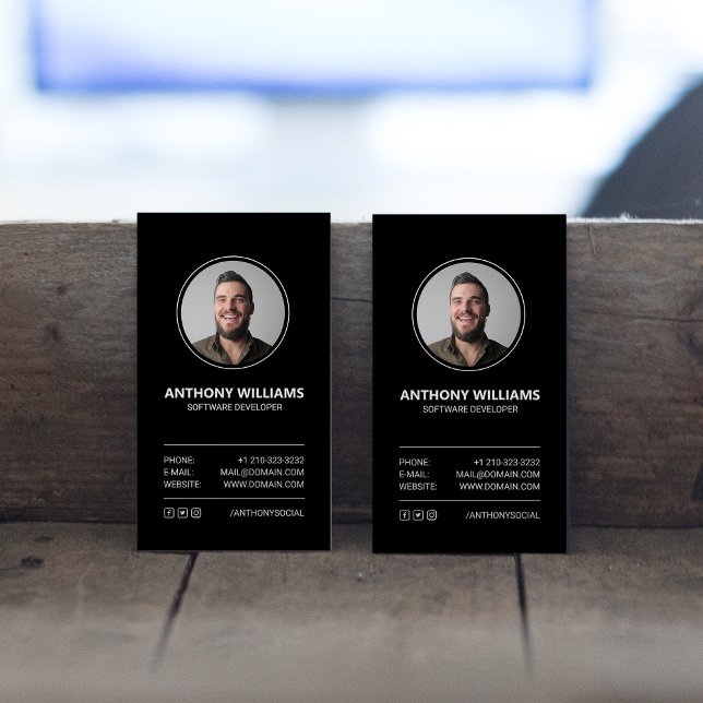 Elegante Dark Personal Foto Business Card Visitenkarte (Von Creator hochgeladen)
