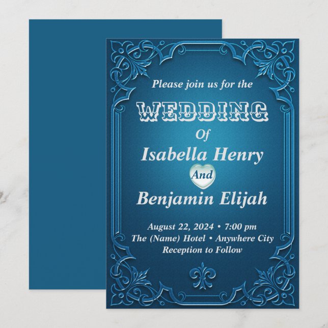 Élégante décoration moderne Faire-part de mariage  (Devant / Derrière)