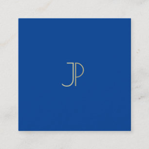 Elegante Deep Blue Modern Monogram Template Luxus Quadratische Visitenkarte