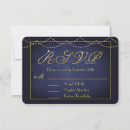 Elegante Deep Blue und Gold Glitzer RSVP Cards Karte