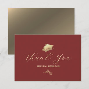 Elegante Deep Red and Gold Graduation Party Dankeskarte