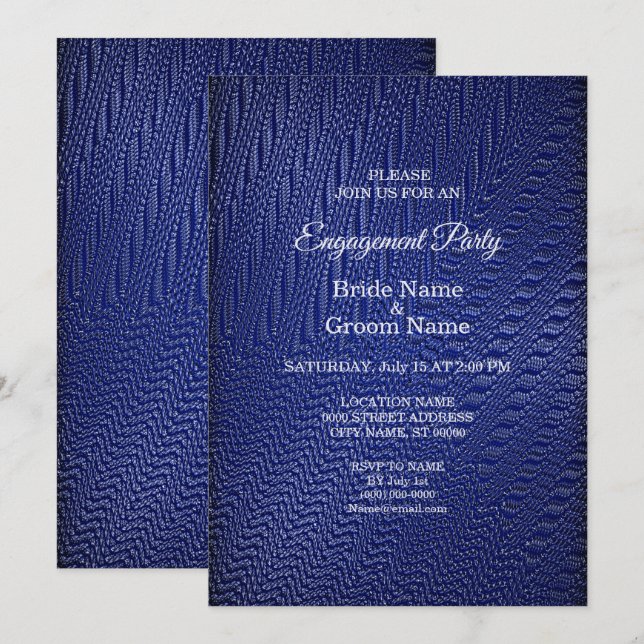 Elegante dekorative Navy Blue Verlobung Einladung (Vorne/Hinten)