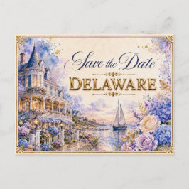 Elegante Delaware Save-the-Date-Hochzeits-Einladun Postkarte