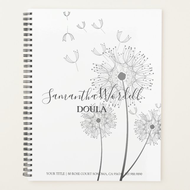 Elegante Delicate Blume Doula Birth Coach Midfrau Planer (Vorderseite)
