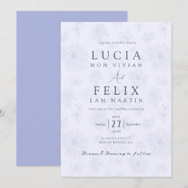 Elegante Delicate Dusty Blue Shadow Blumenhochzeit Einladung