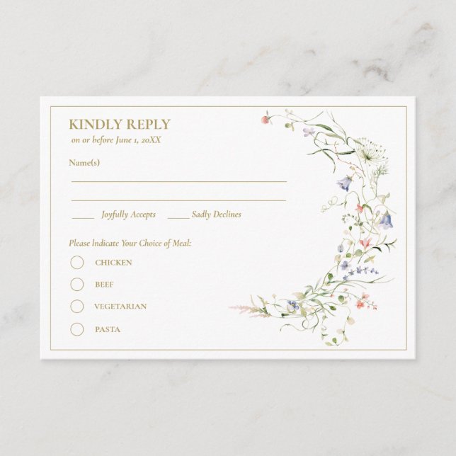 Elegante Delicate Watercolor Wildblume UAWG Begleitkarte (Vorderseite)