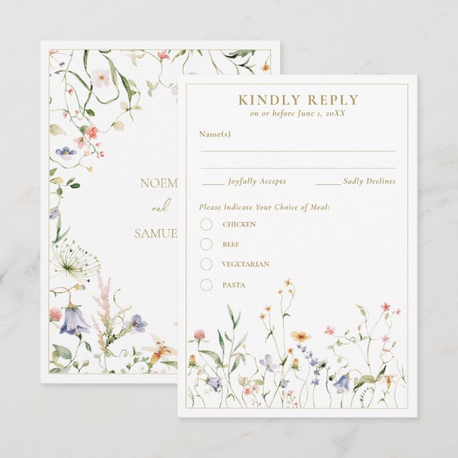 Elegante Delicate Watercolor Wildblume UAWG Begleitkarte (Vorne/Hinten)