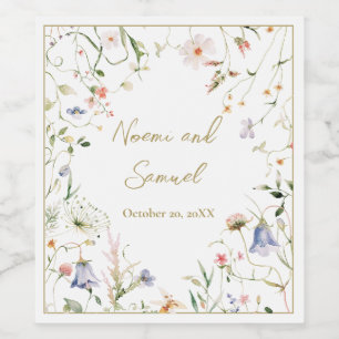 Elegante Delikate Wildblume Weinetikett