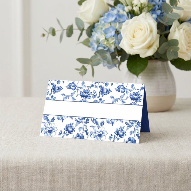 Elegante Delsoftware Floral Style Border Name Platzkarte (Elegant delftware Floral style Border Name Place Card.)