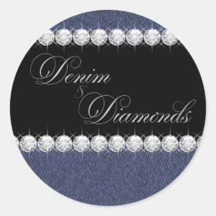 Elegante Denim- und Diamant-Aufkleber Runder Aufkleber