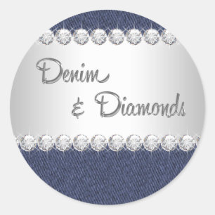 Elegante Denim- und Diamant-Aufkleber Runder Aufkleber