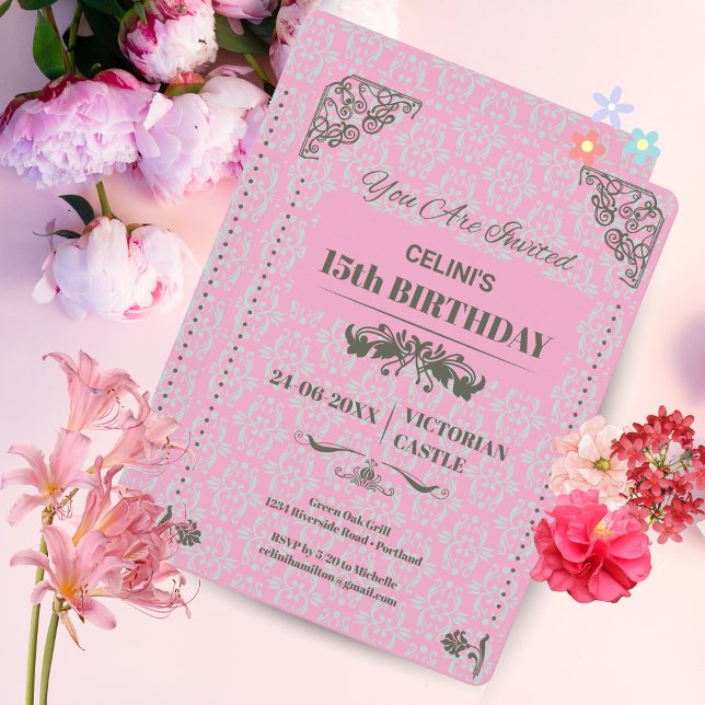 Elégante dentelle 15e anniversaire Invitations - R (Elegant Lace 15th Birthday Invitations – Custom & Stylish)