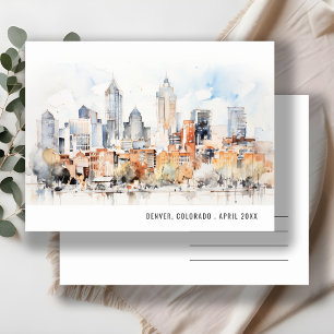Elegante Denver Colorado Stadtansicht Aquarell Rei Postkarte