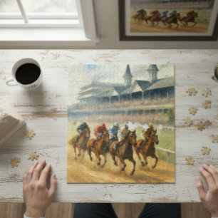 Elegante Derby-Aquarell-Reitsportkunst