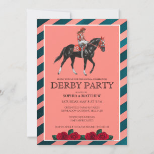 Elegante Derby-Party-Einladung mit Pferdekunst Einladung