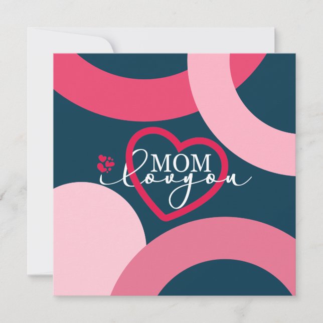 Elegante Design Text Mama I Liebe Sie mit Herz Dankeskarte (Vorderseite)