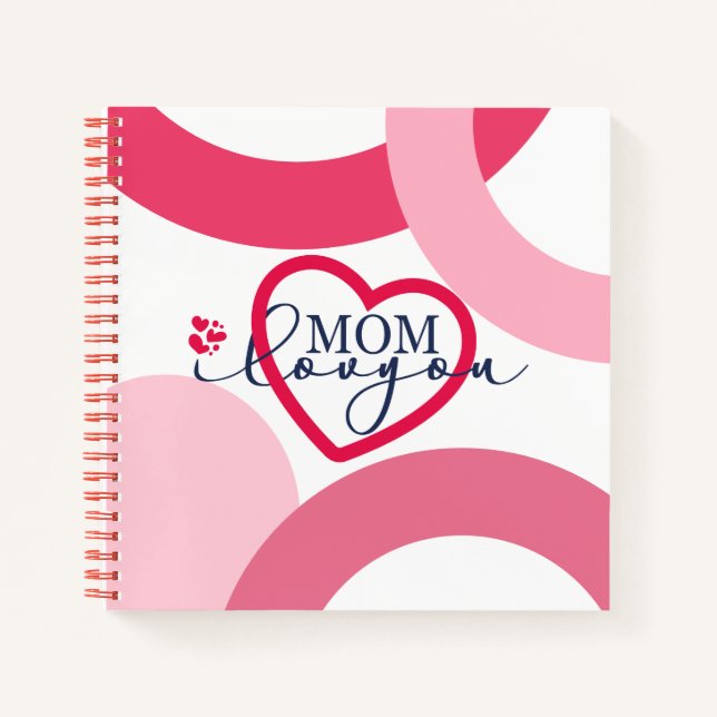 Elegante Design Text Mama I Liebe Sie mit Herz Notizbuch (Vorderseite)