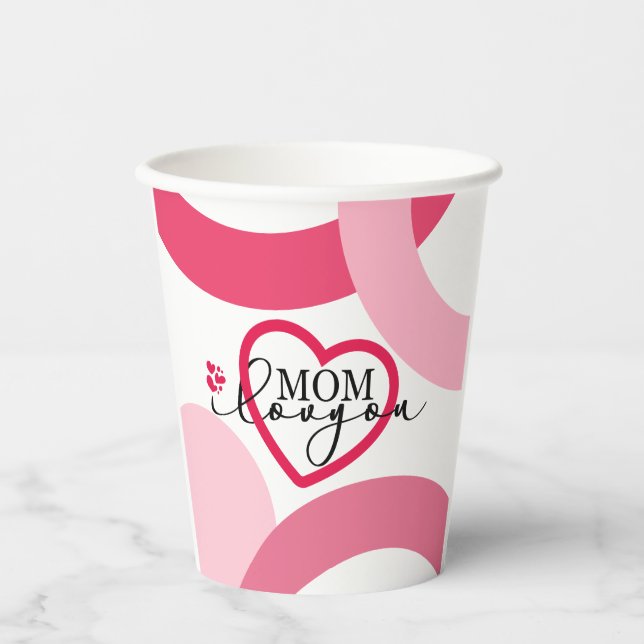 Elegante Design Text Mama I Liebe Sie mit Herz Pappbecher (Vorderseite)