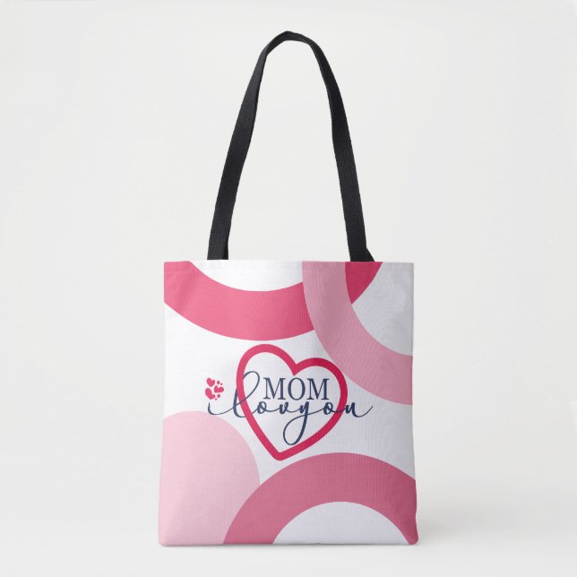 Elegante Design Text Mama I Liebe Sie mit Herz Tasche (Vorderseite)