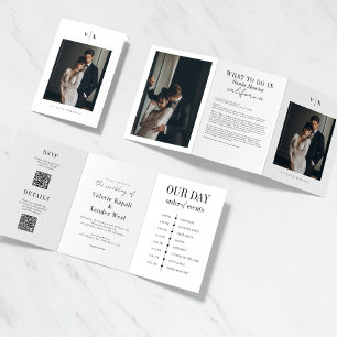 Elegante detaillierte Foto-Tri-Fold-Hochzeits-Einl Dreifach-gefaltete Programmkarte