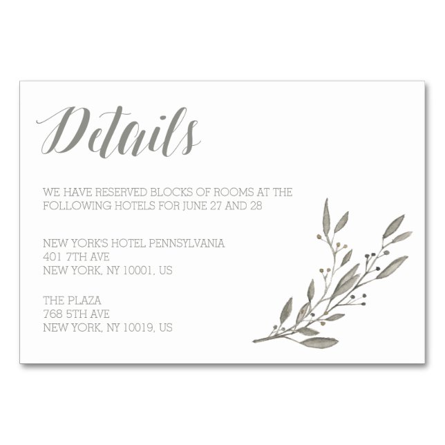 Elegante Details Hochzeiten Karten Grau floral (Vorderseite)