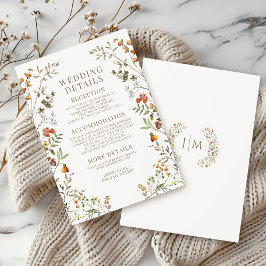 Elegante Details zur Herbsthochzeit-Wildblume Begleitkarte