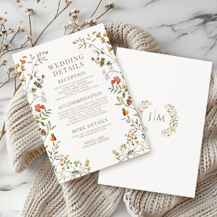 Elegante Details zur Herbsthochzeit-Wildblume Begleitkarte