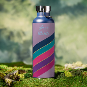 Elegante diagonale Streifen - Personalisierte Name Trinkflasche