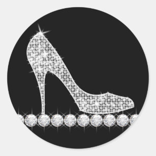 Elegante Diamant-High-Heel-Schuhaufkleber Runder Aufkleber