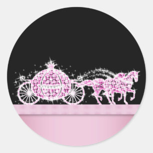 Elegante Diamant-Kutsche Rosa Prinzessin Aufkleber