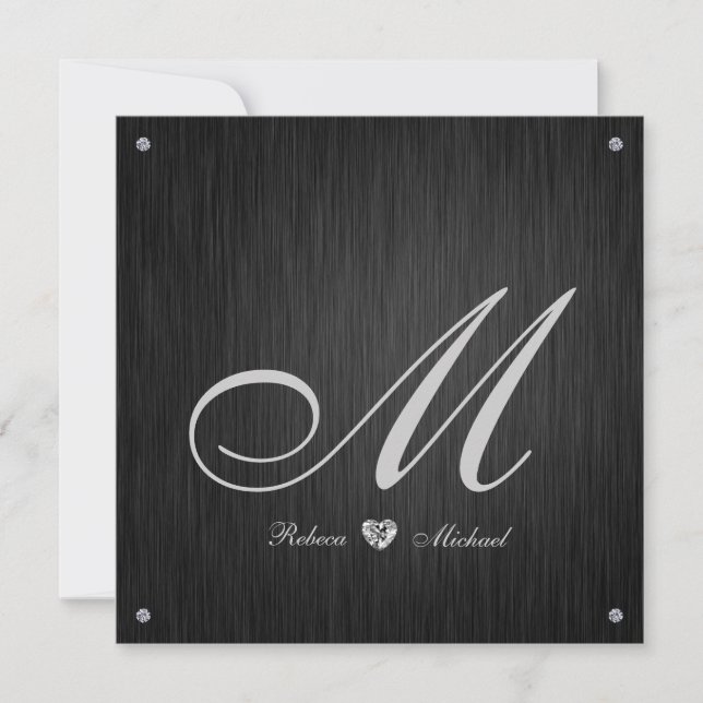 Elegante Diamant-Monogramm-Hochzeits-Einladung Einladung (Vorderseite)