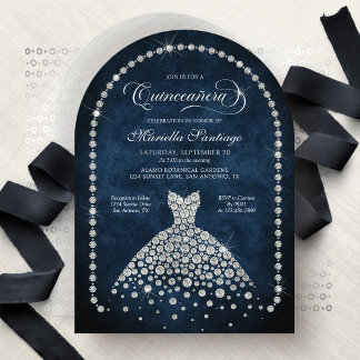 Elegante Diamant-Schmuck-Quinceanera-Einladung Einladung