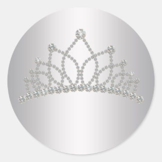Elegante Diamant-Tiara-Prinzessin-Aufkleber Runder Aufkleber