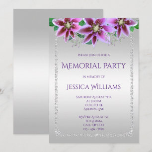 Elegante Diamant- und Blumen-Gedenkparty Einladung