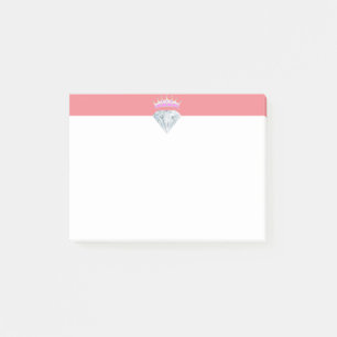 Elegante Diamant- und Tiara auf Korallenrot und We Post-it Klebezettel