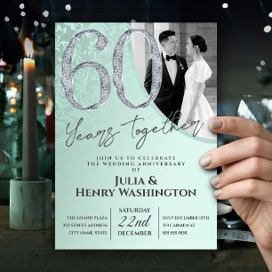 Elegante Diamant weichgrüne 60. Hochzeitstag Einladung