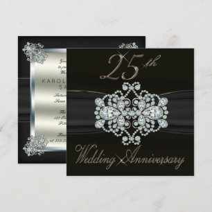 Elegante Diamanten 25. silberne Hochzeit Einladung