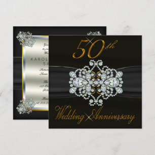 Elegante Diamanten 50. goldene Hochzeit Einladung