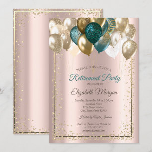 Elegante Diamanten Ballons Roségold Ruhestand Einladung